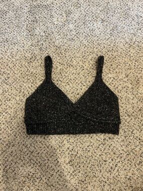 Zara Black Speckle Knit Bralette with Thin Straps